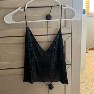 Urban Outfitters Black Sequin Crop Top